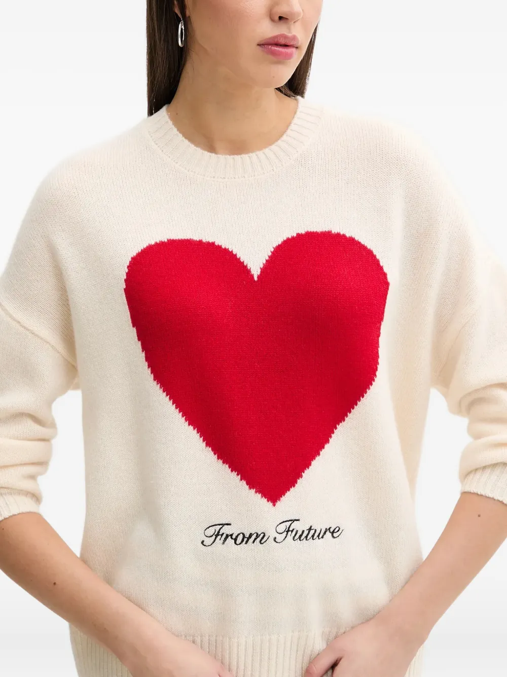 From Future Embroidery-heart Sweater In Neutral
