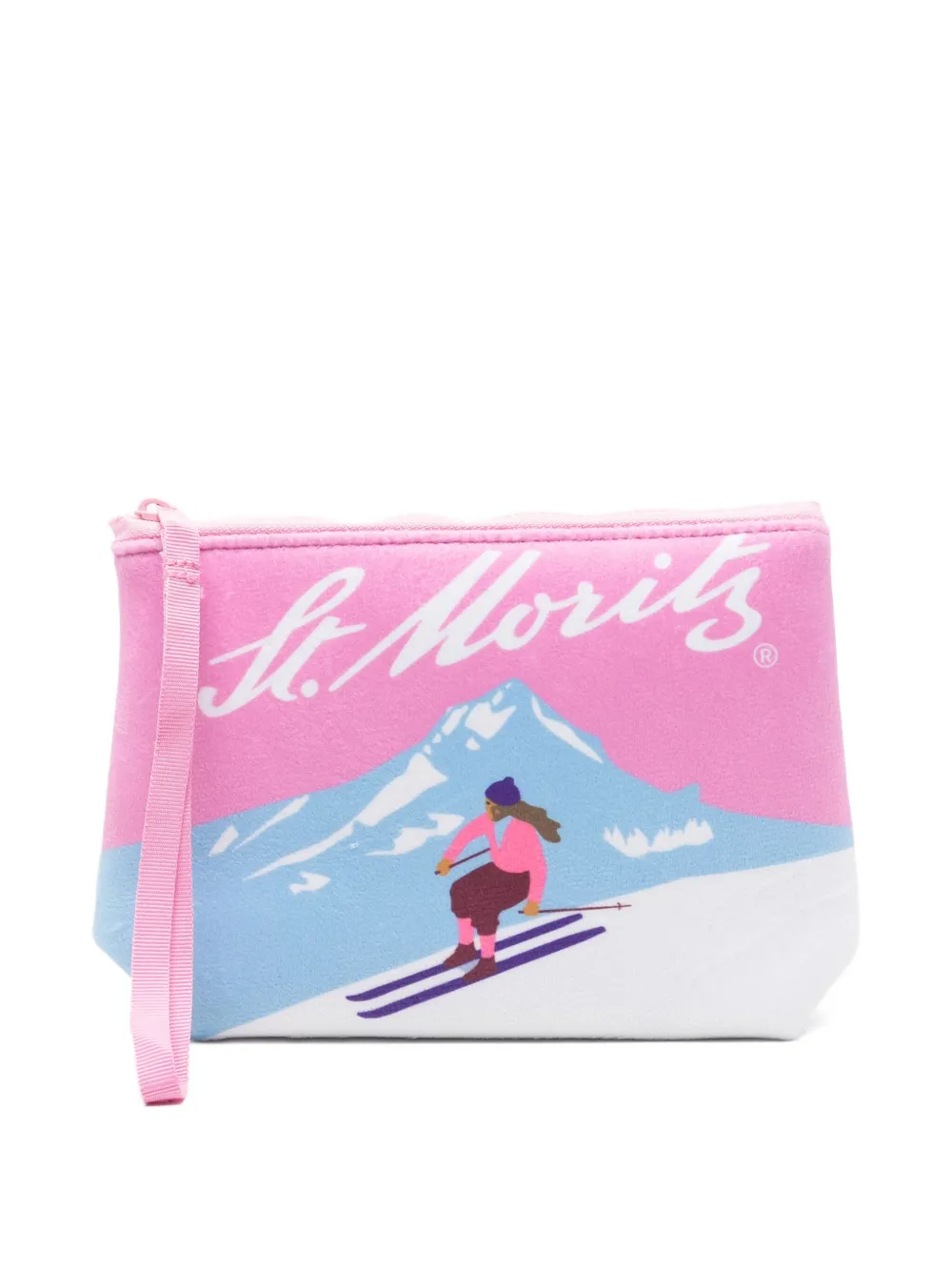 Mc2 Saint Barth Mini Ski-print Clutch Bag In Pink