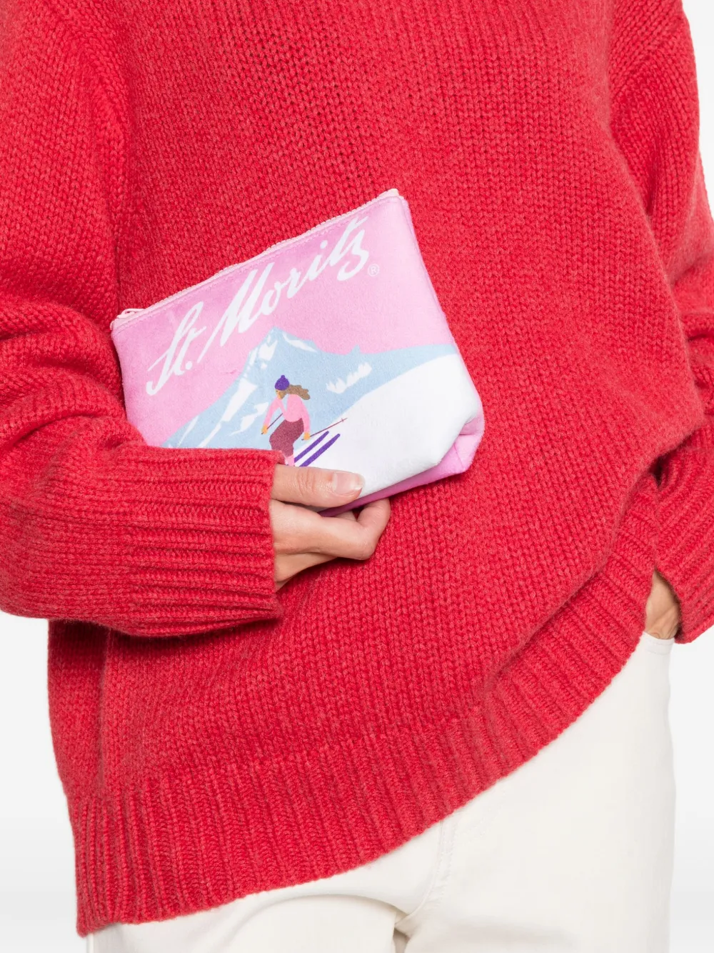 Mc2 Saint Barth Mini Ski-print Clutch Bag In Pink