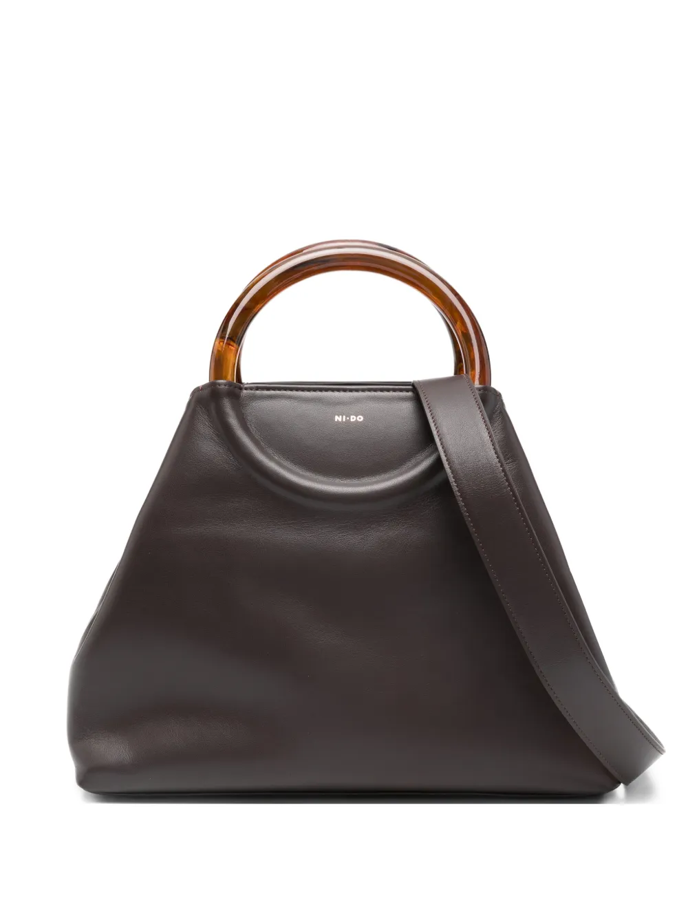 Ni.do Large Bolla Round-handle Leather Tote Bag In Brown