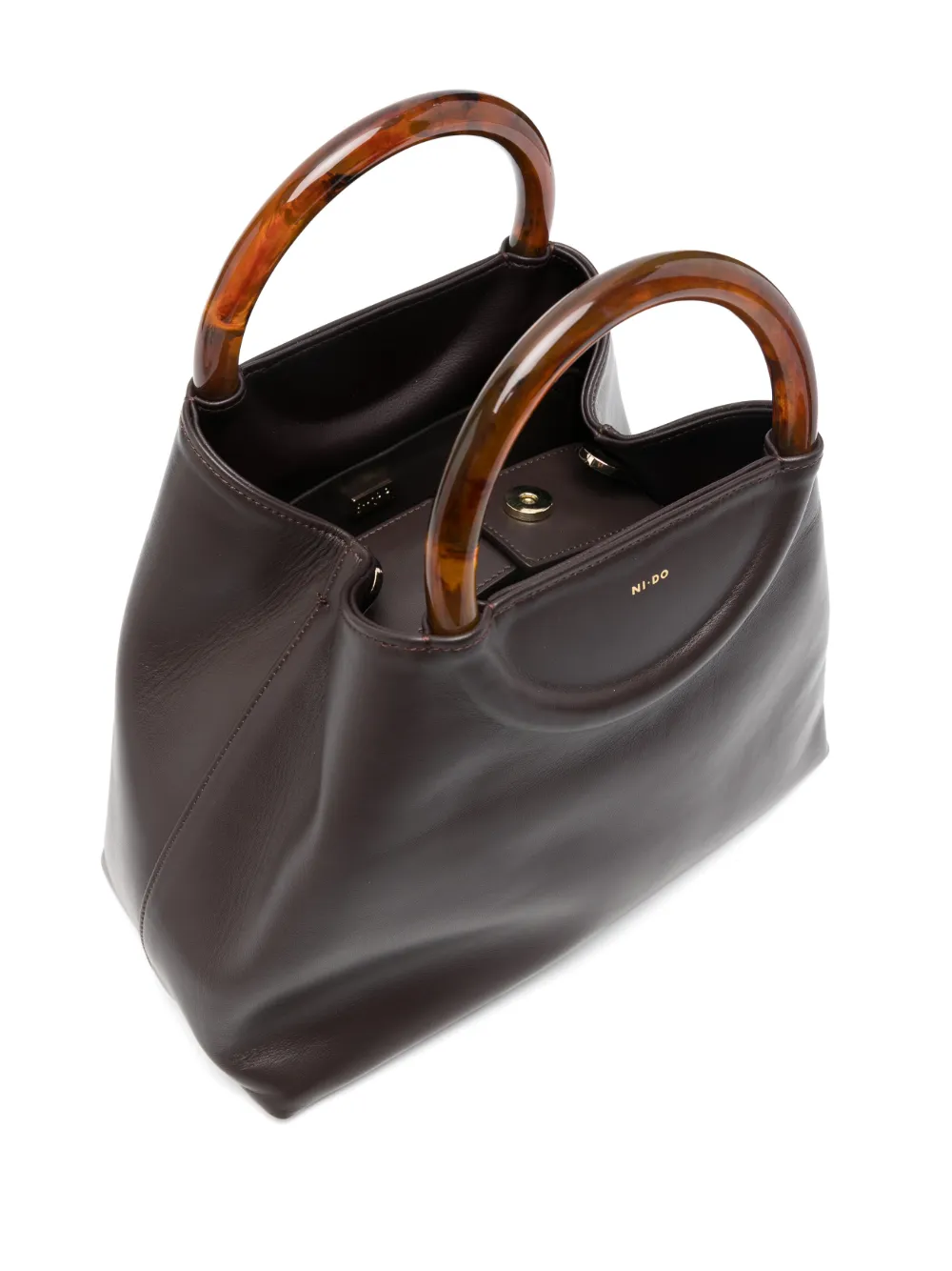 Ni.do Large Bolla Round-handle Leather Tote Bag In Brown