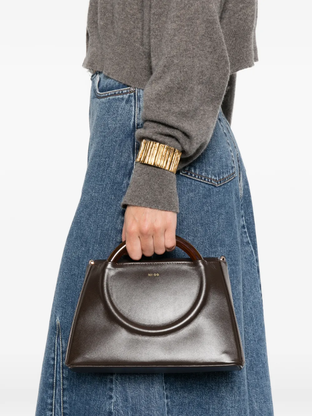 Ni.do Bollicina Round-handle Tote Bag In Brown