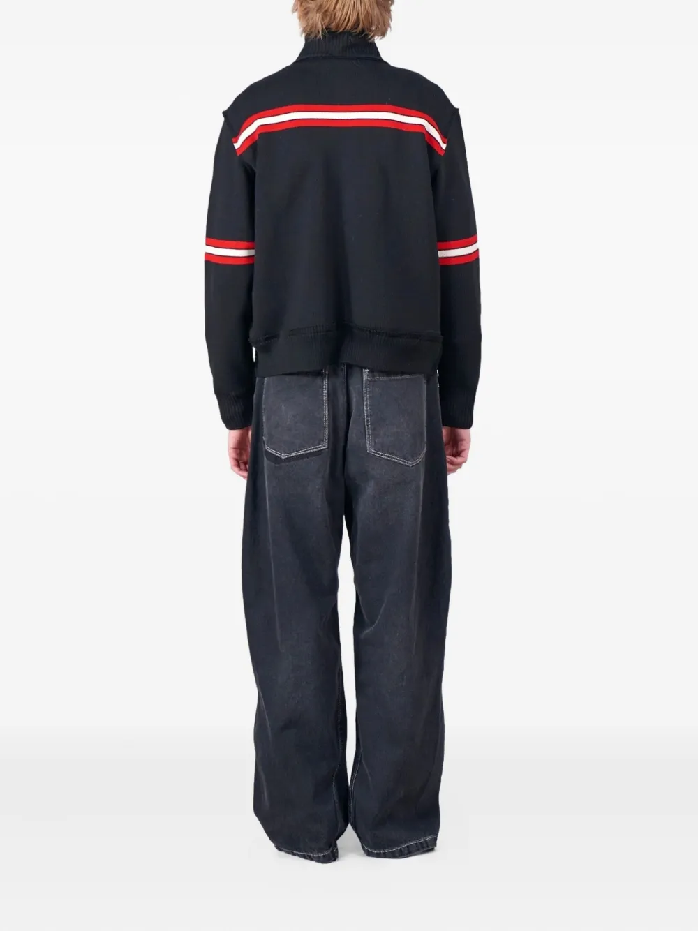 Camiel Fortgens Striped Zip Seaman's Sweater In Black