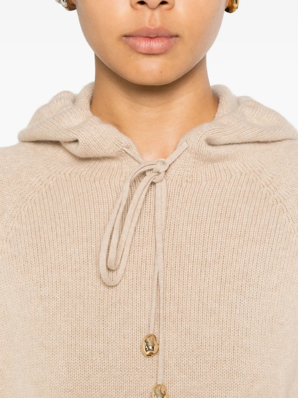 Fabiana Filippi Hoodie met trekkoord en buidelzak Beige