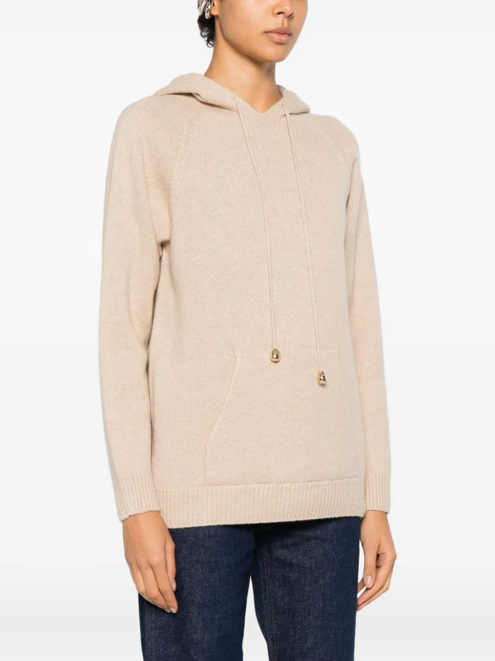 Fabiana Filippi Hoodie met trekkoord en buidelzak Beige