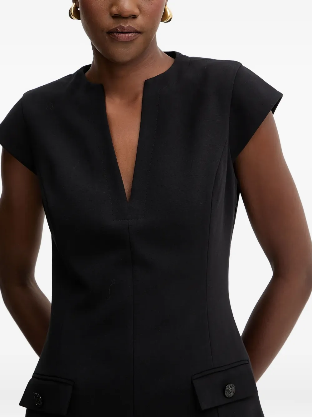 Guess Usa V-neck Mini Dress In Black