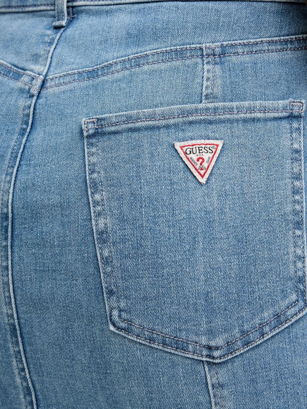 Guess Usa Panelled Flared-hem Midi Skirt In Blue