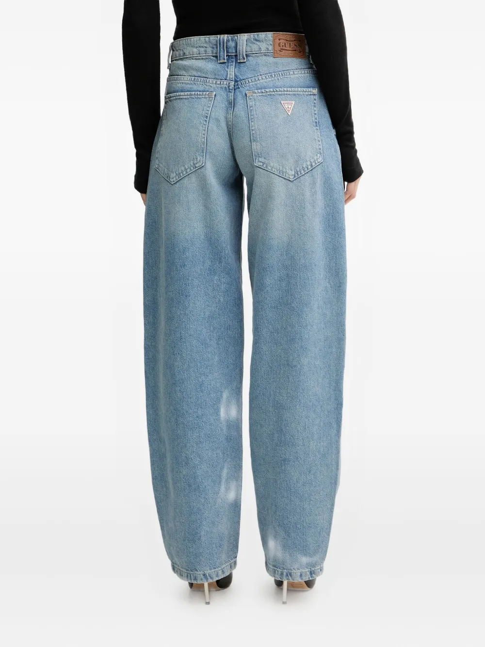 Guess Usa Logo-patch Jeans In Blue