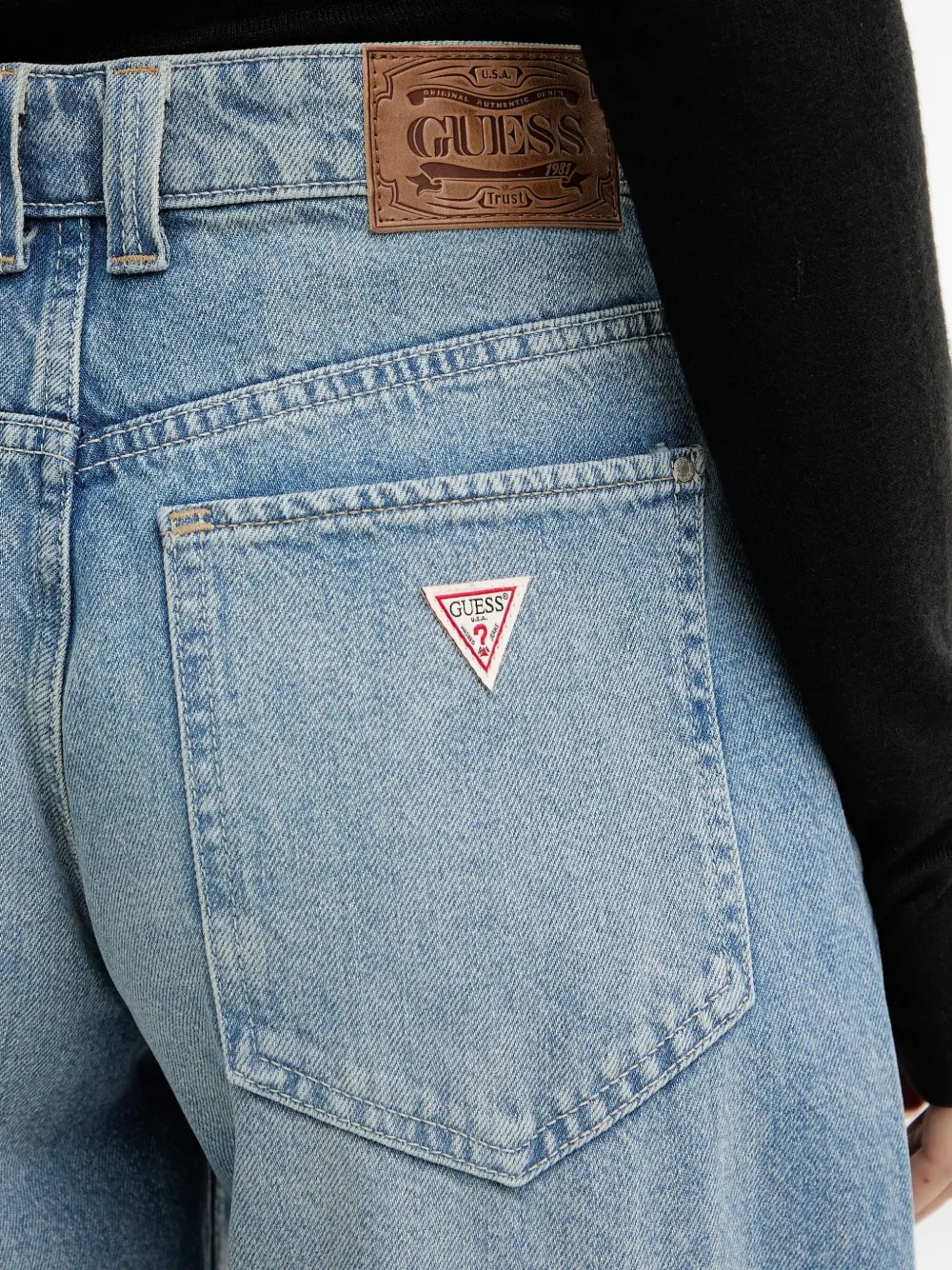 GUESS USA Jeans met logopatch Blauw
