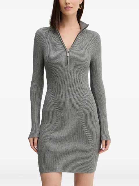 GUESS USA zip-neck ribbed mini dress