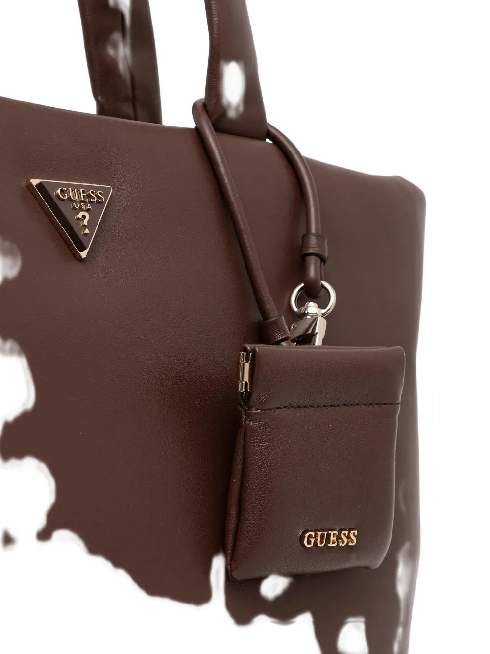 Guess Usa Sunetra Triangle-logo Shoulder Bag In Brown