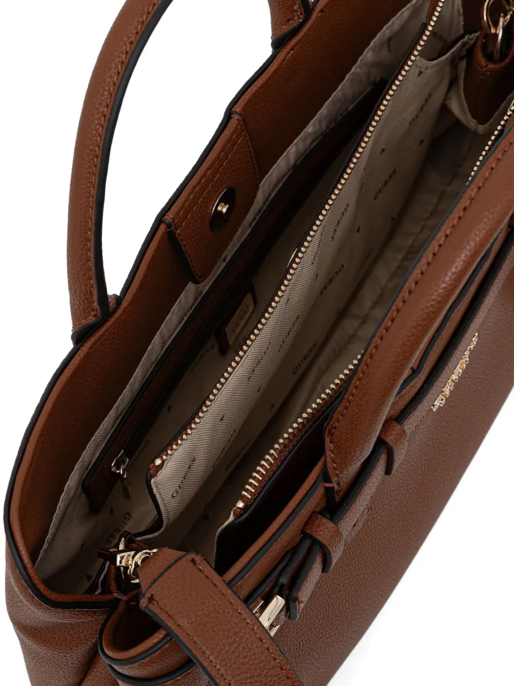 Guess Usa Logo-lettering Tote Bag In Brown