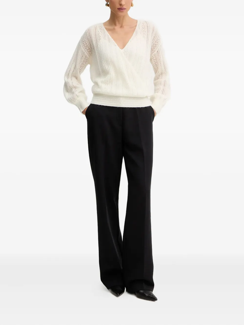 Guess Usa V-neck Sweater In White