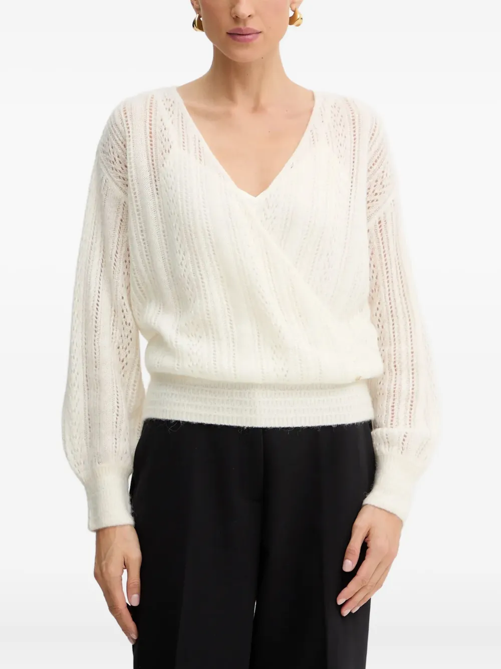 Guess Usa V-neck Sweater In White