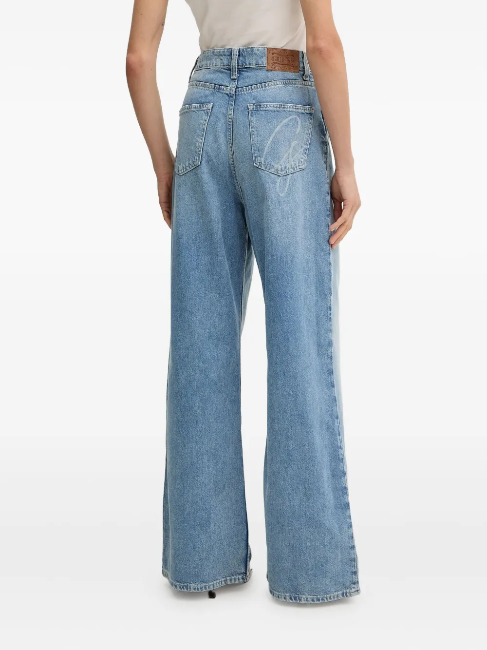 Guess Usa Pleated Wide-leg Jeans In Blue