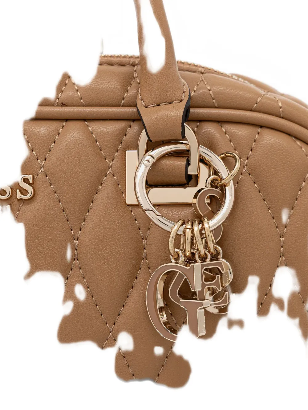 Guess Usa Valla Quilted Charm Tote Bag In Neutral