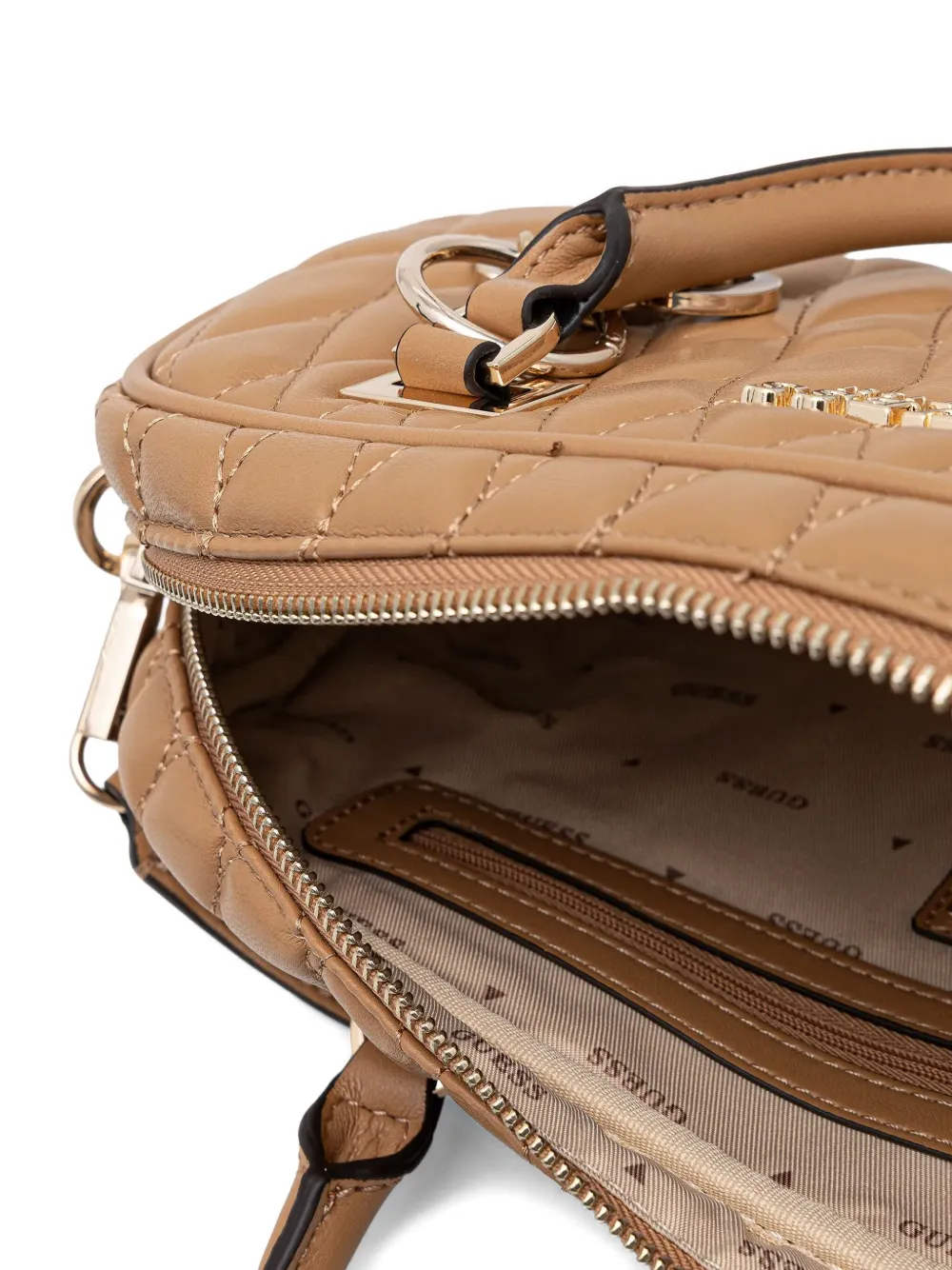 Guess Usa Valla Quilted Charm Tote Bag In Neutral