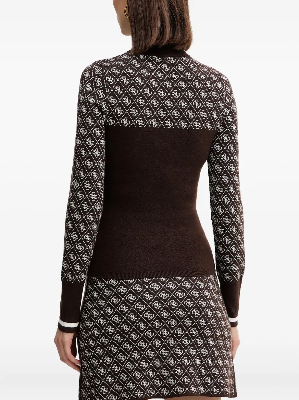 Guess Usa Patterned Long-sleeve Sweatshirt In Brown