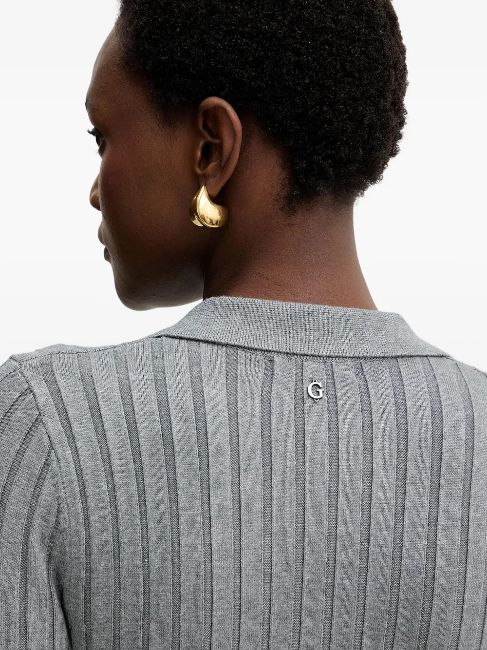 Guess Usa Ribbed Button Midi Dress In Gray