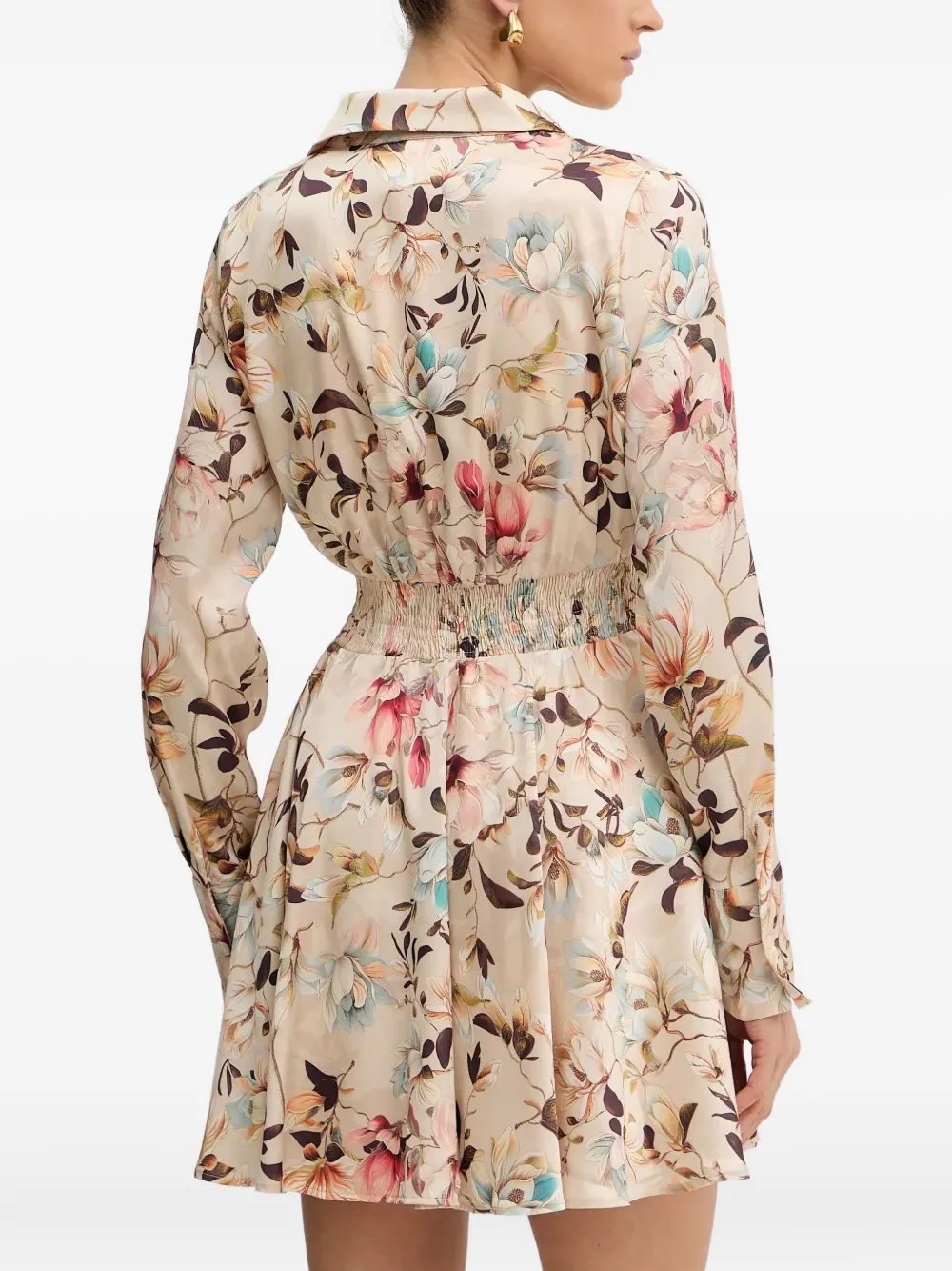 Guess Usa Floral-print Mini Dress In Neutral