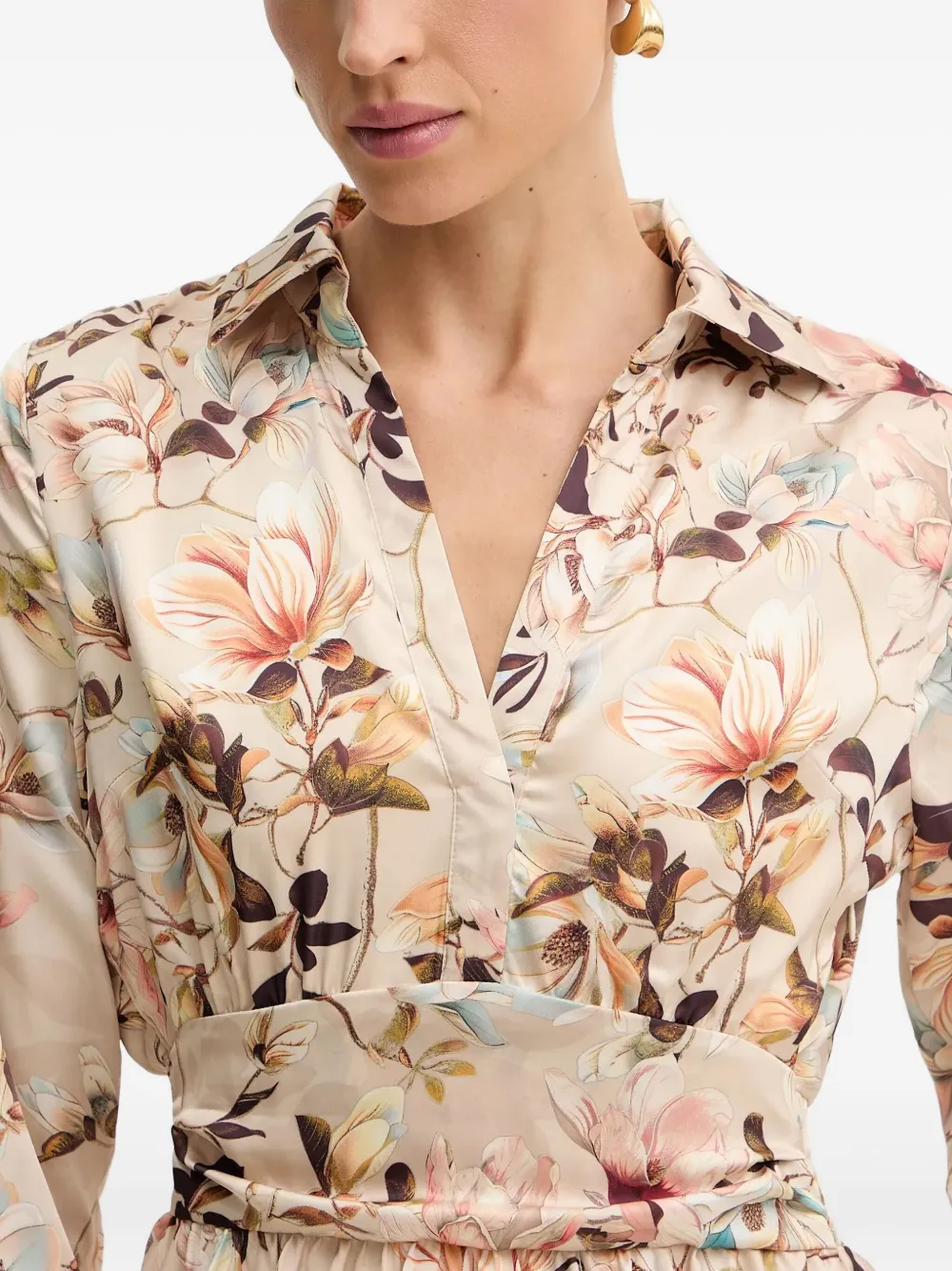 Guess Usa Floral-print Mini Dress In Neutral