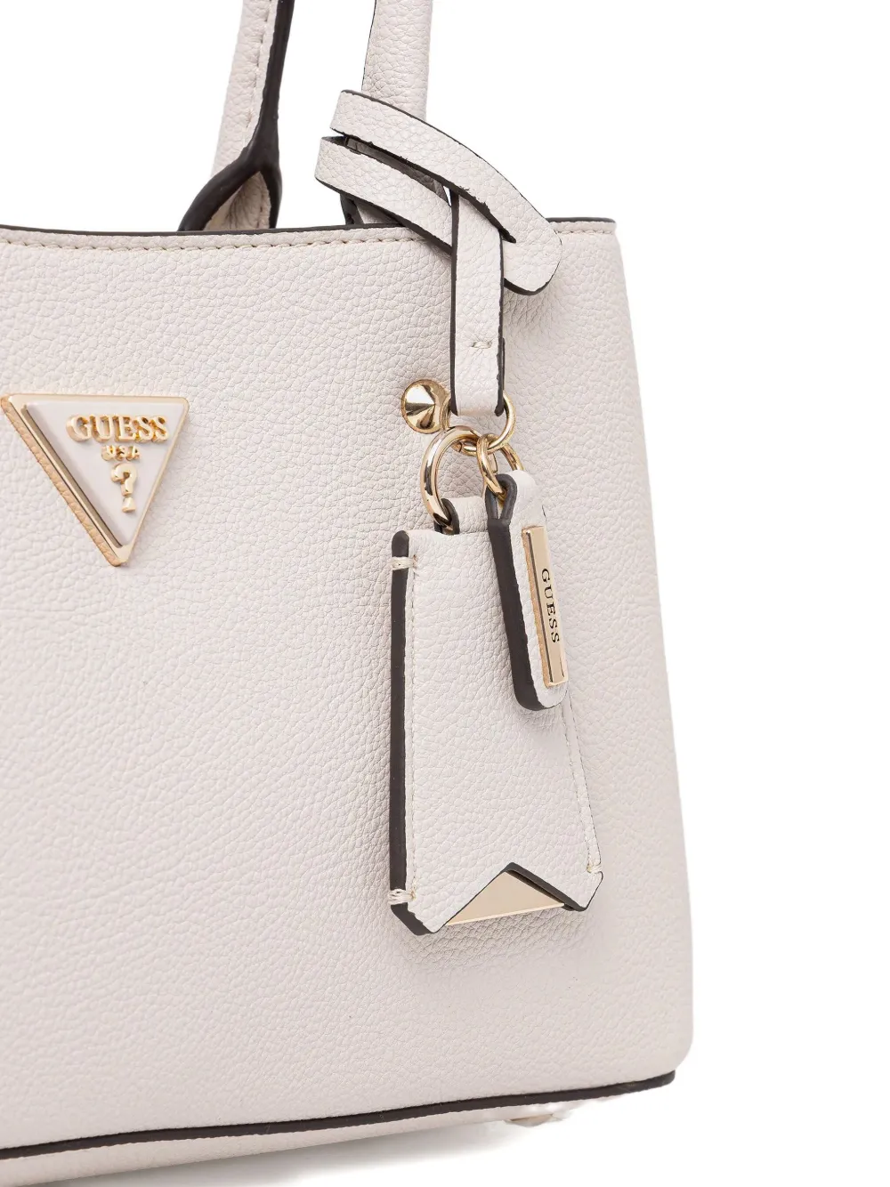 Guess Usa Meridian Logo-charm Tote Bag In Neutral