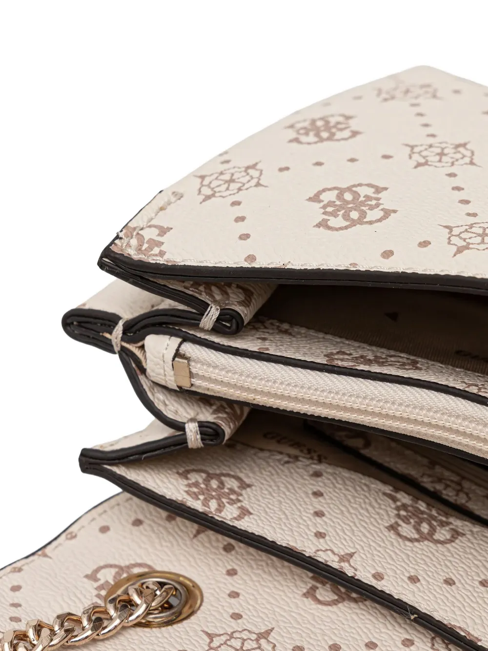 Guess Usa Silia Monogram Chain-strap Shoulder Bag In Neutral