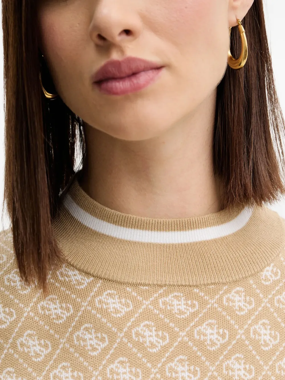 Guess Usa Long-sleeve Mini Dress In Nude