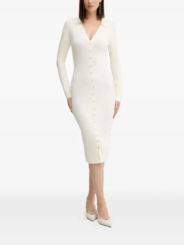 GUESS USA Ribbed Knit Midi Dress | Neutrals | FARFETCH