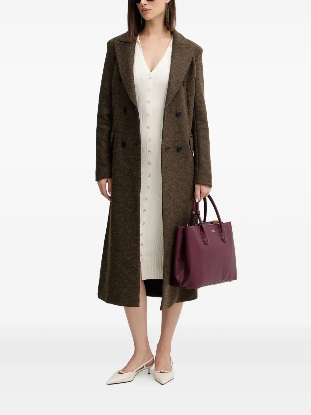 GUESS USA Ribgebreide midi-jurk - Beige