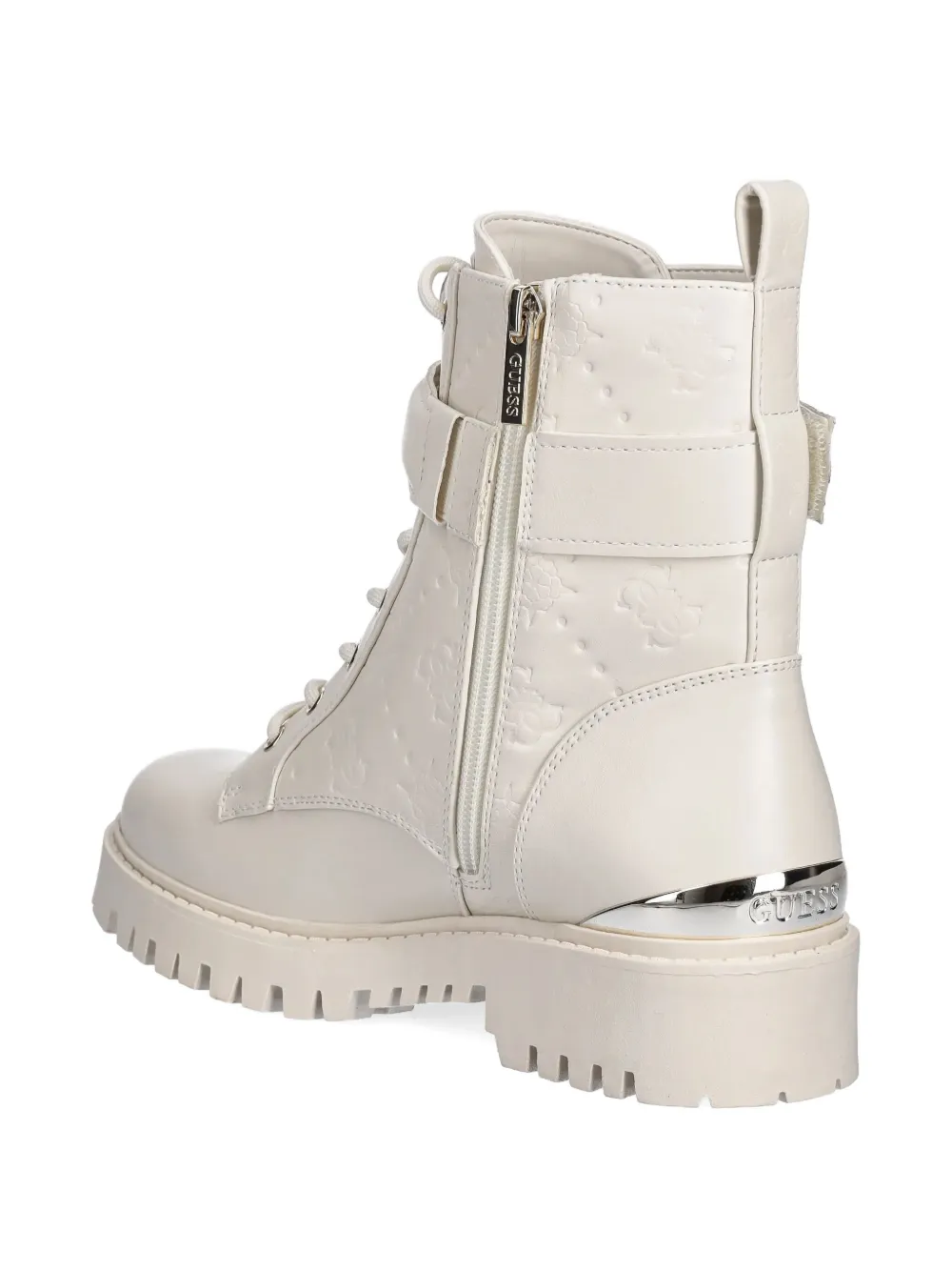Guess Usa Buckle Lace-up Boots In Neutral