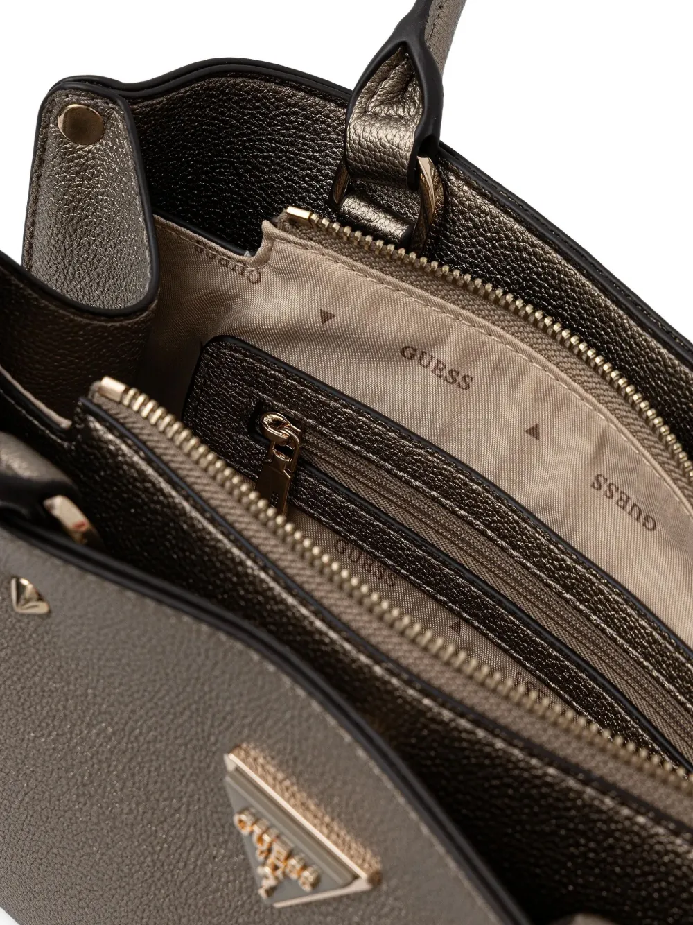 Guess Usa Meridian Triangle-logo Tote Bag In Gray