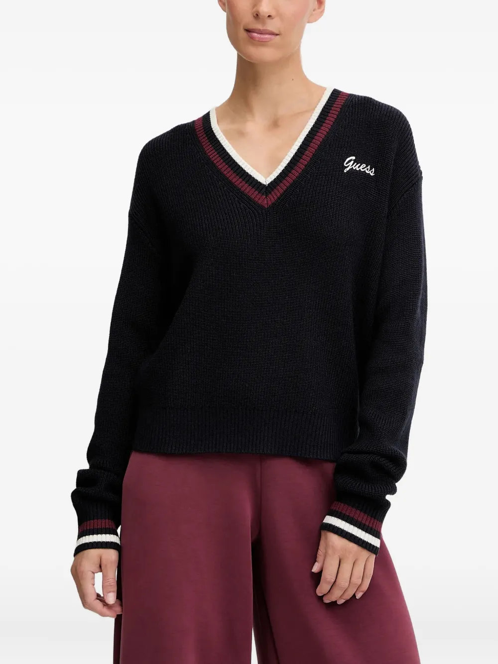 GUESS USA V-neck sweater - ブラック GUESS USA V-neck sweater - ブラック