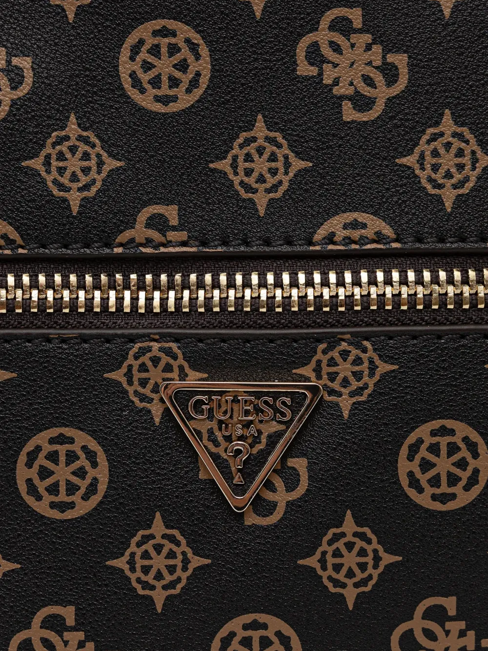 Guess Usa Monogram Zip Backpack In Black