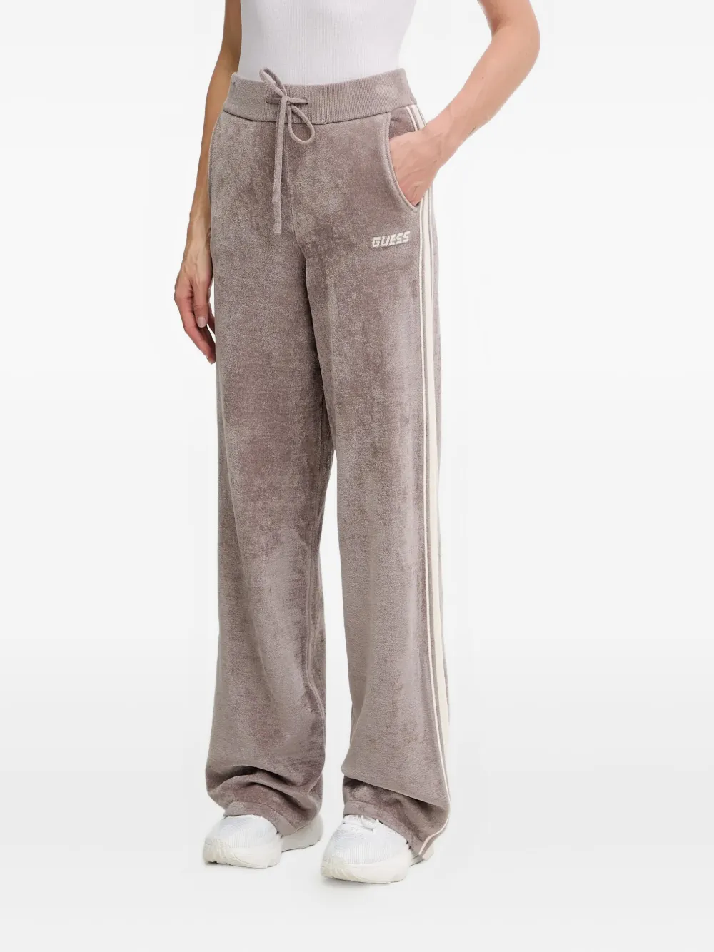 Guess Usa Drawstring Track Pants In Neutral