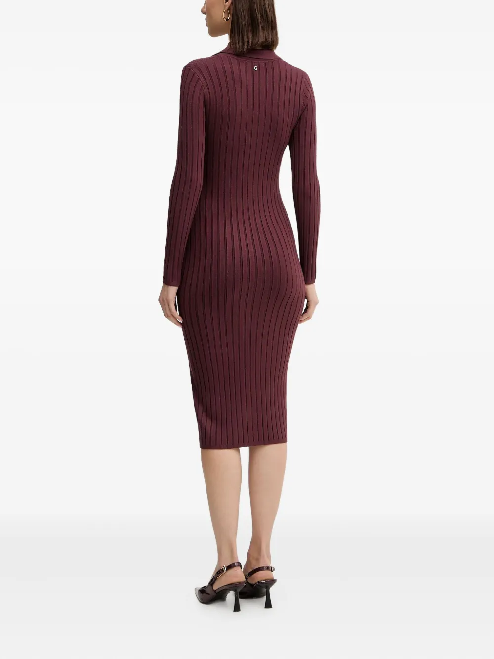 GUESS USA Ribgebreide midi-jurk Bruin