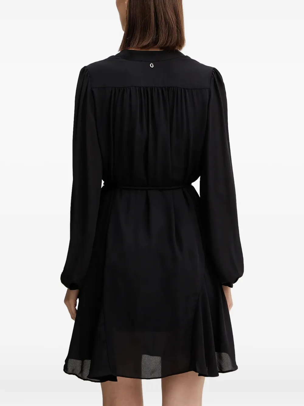 Guess Usa V-neck Tie Mini Dress In Black