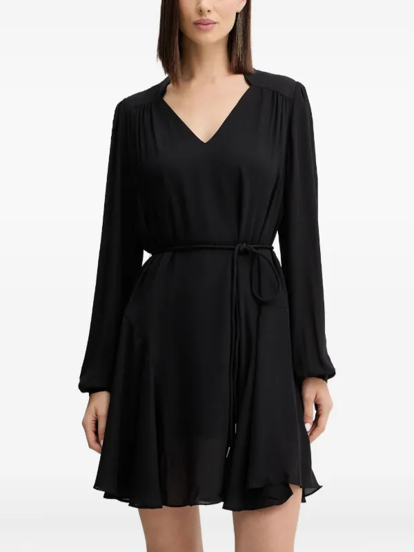 GUESS USA V-neck Tie Mini Dress | Black | FARFETCH