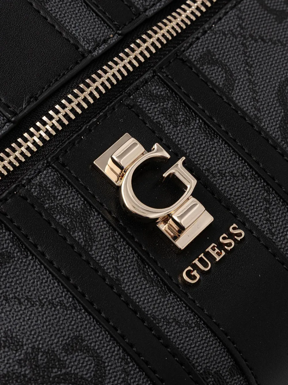 Guess Usa Erenia Logo-plaque Zip Backpack In Black