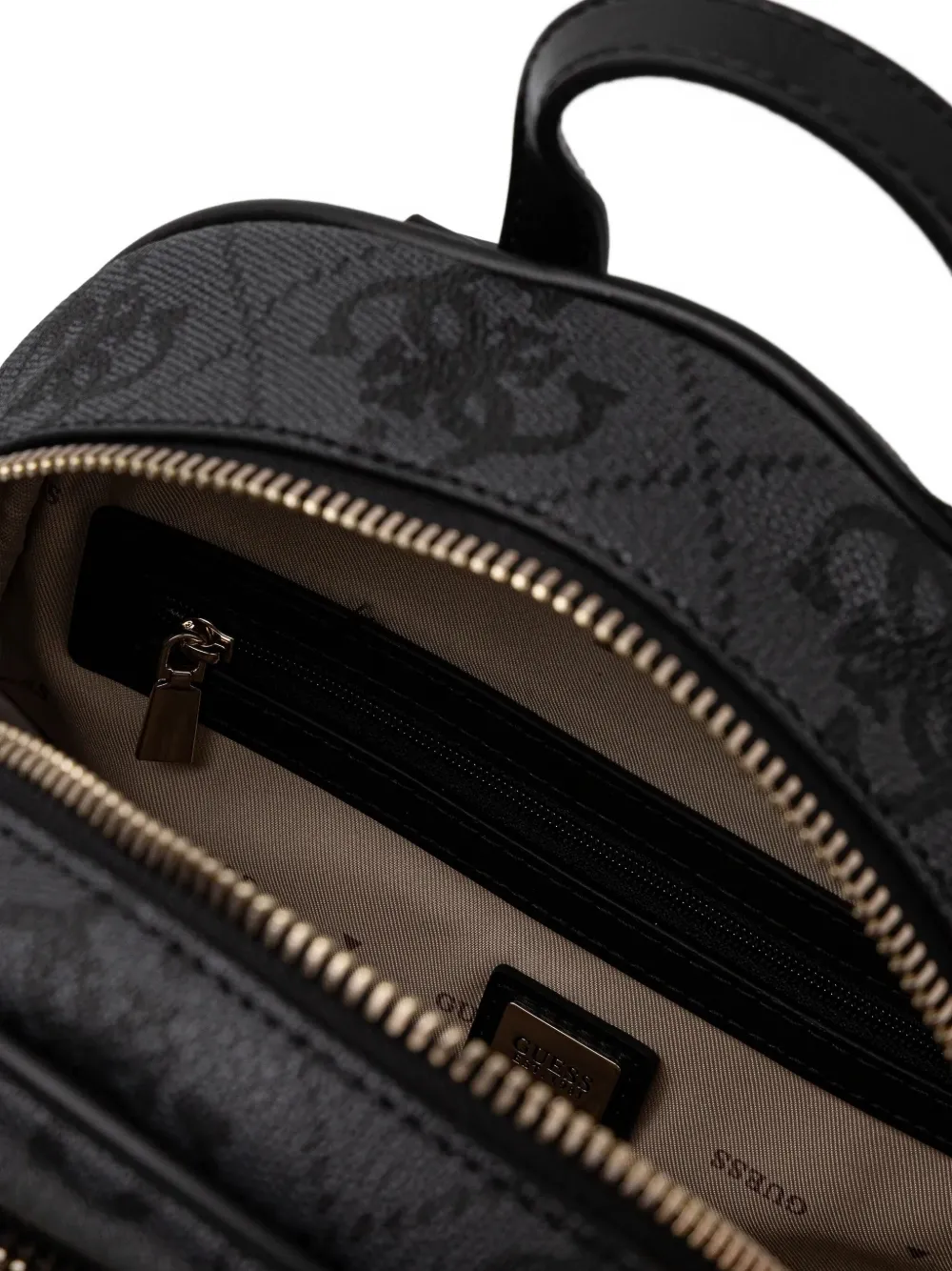 Guess Usa Erenia Logo-plaque Zip Backpack In Black
