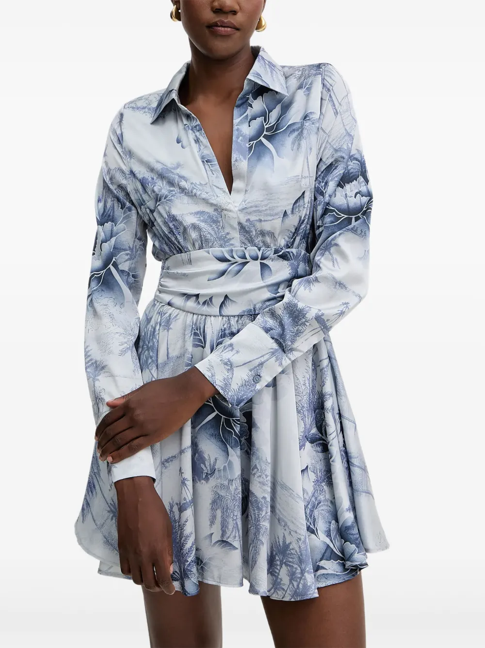 GUESS USA shirred floral-print mini dress - ブルー GUESS USA shirred floral-print mini dress - ブルー