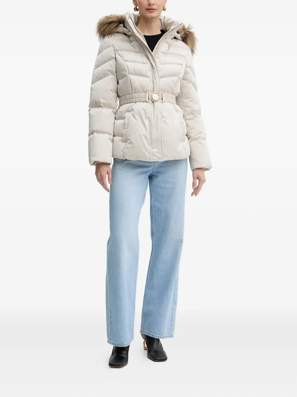 GUESS USA fur-trim belted jacket | Down Jackets | Image 2