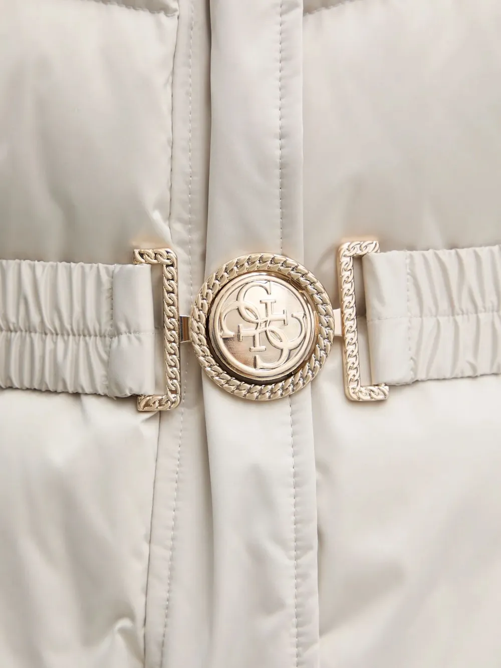GUESS USA Jack met ceintuur en afwerking van bont Beige