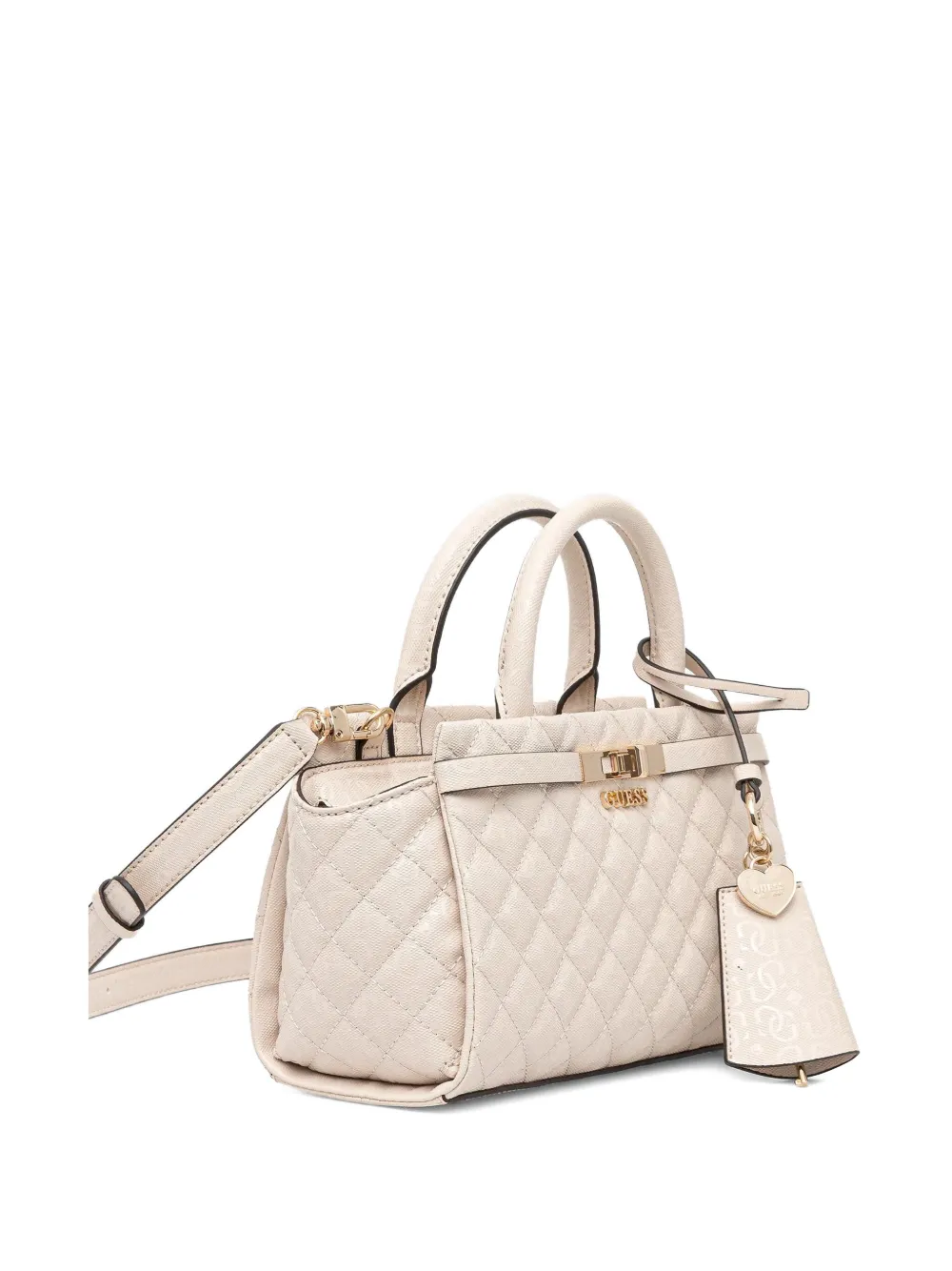 GUESS USA Idra gewatteerde shopper met hartbedel - Beige