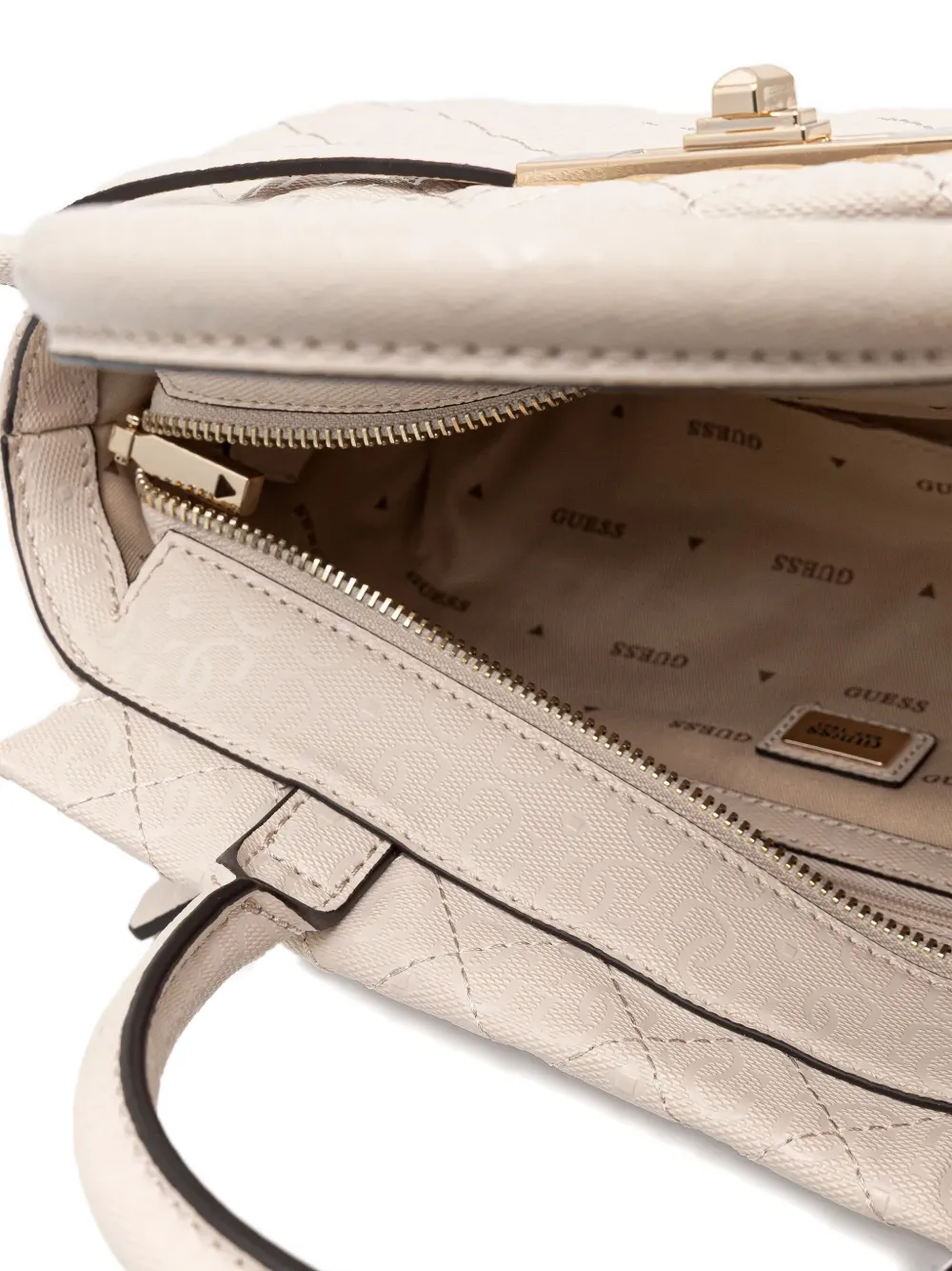 Guess Usa Idra Quilted Heart-charm Tote Bag In Metallic