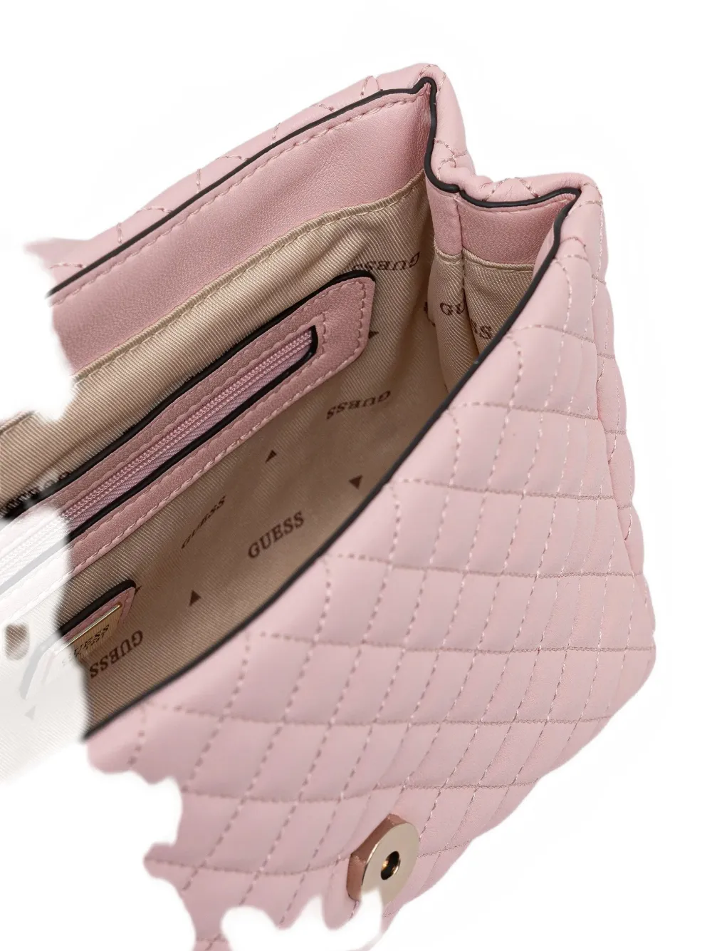 Guess Usa Mini Everlee Quilted Floral-appliqué Cross Body Bag In Pink