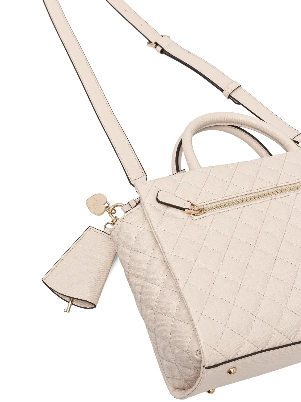 Guess Usa Idra Quilted Charm Tote Bag In Neutral