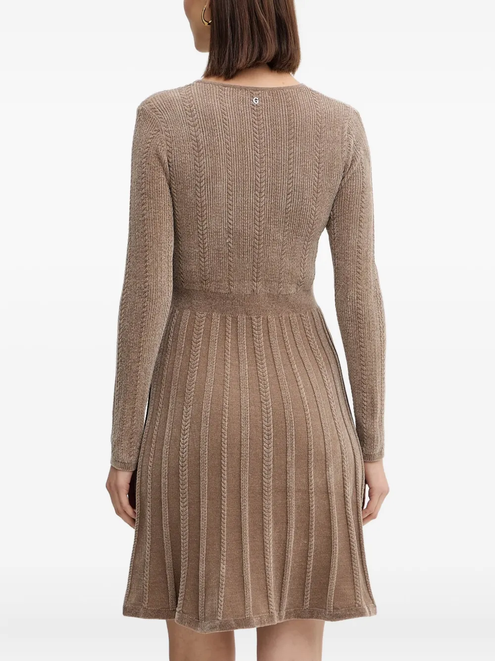 GUESS USA Kabelgebreide mini-jurk met lange mouwen Bruin