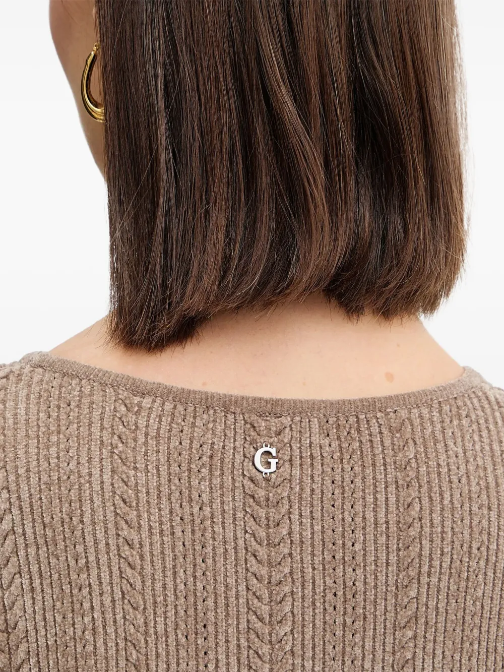 GUESS USA Kabelgebreide mini-jurk met lange mouwen Bruin