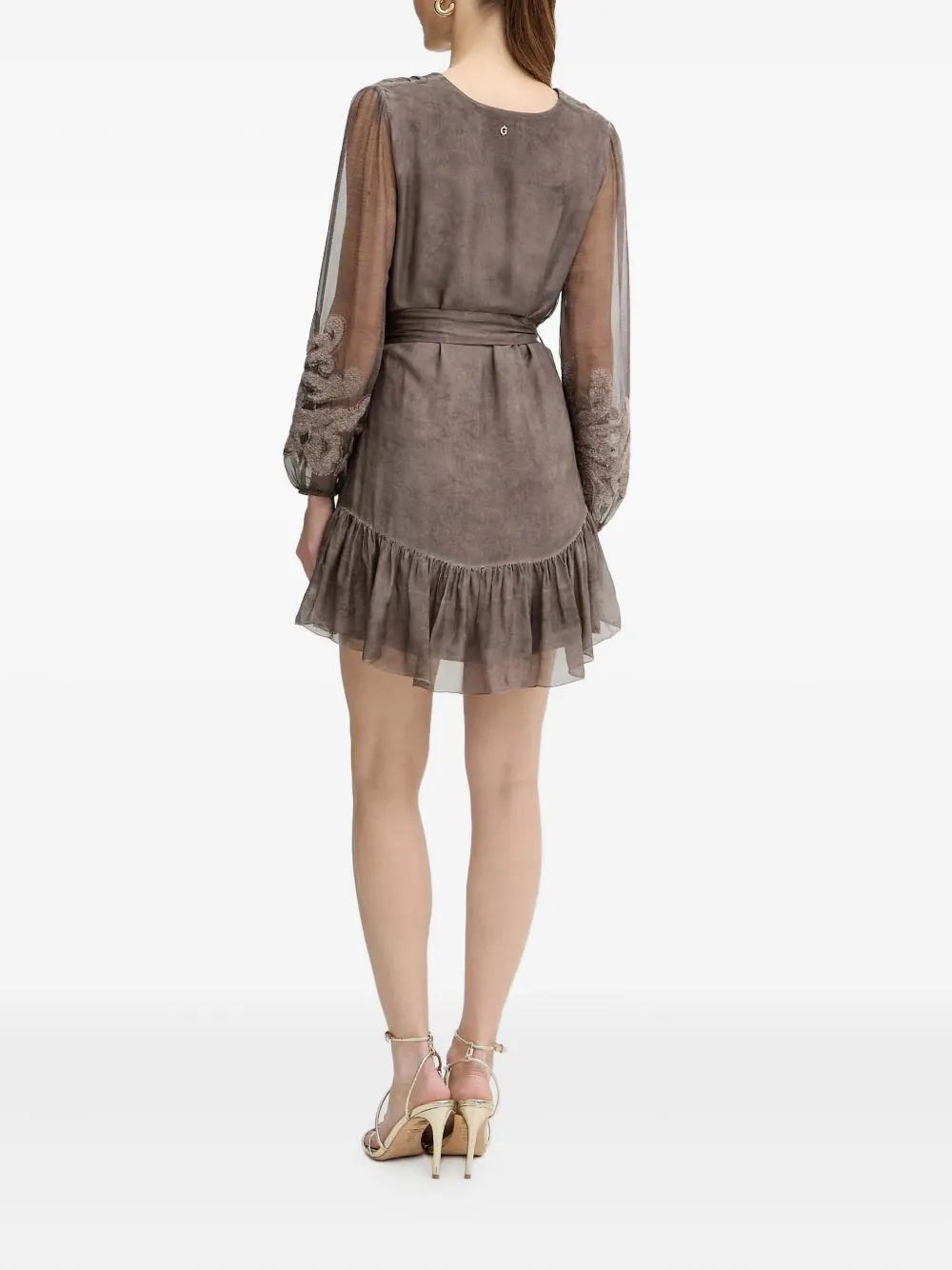 Guess Usa Embroidered Mini Dress In Brown